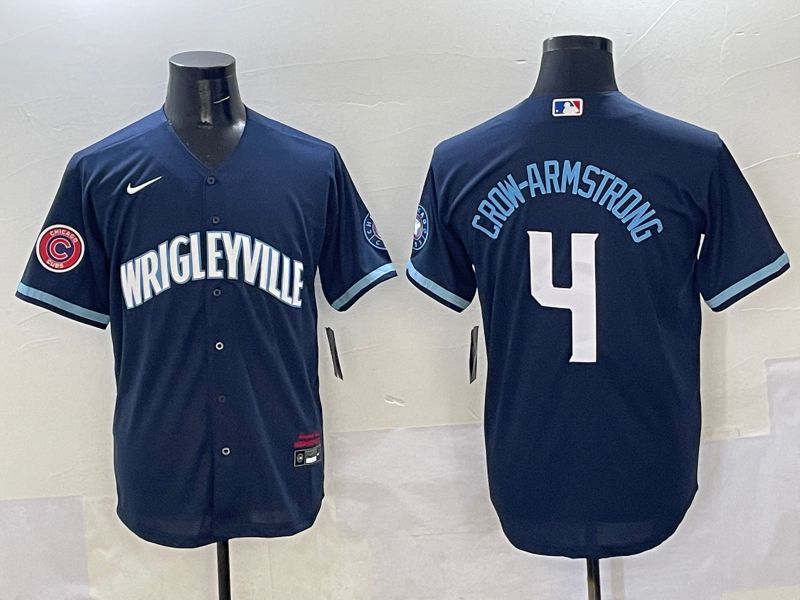 Men Chicago Cubs #4 Crow-Armstrong Dark Blue City Edition 2025 Nike MLB Jersey style 17